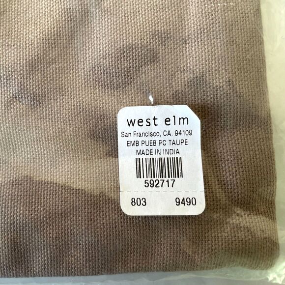 Embroidered Throw Pillow Cover West Elm Pueblo Taupe Pink Turquoise 15 x 16 NEW - Picture 5 of 5